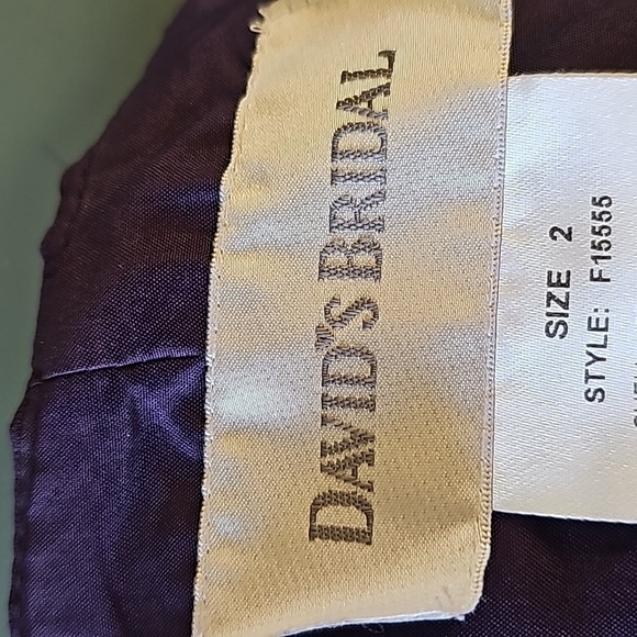 Purple strapless gown size 2. Sheer overlay. Fitted at the bust. DAVIDS… - Picture 8 of 13